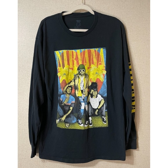 NIRVANA Other - Nirvana Kurt Cobain Graphic Long Sleeve Band Tee Licensed Men Size L Black